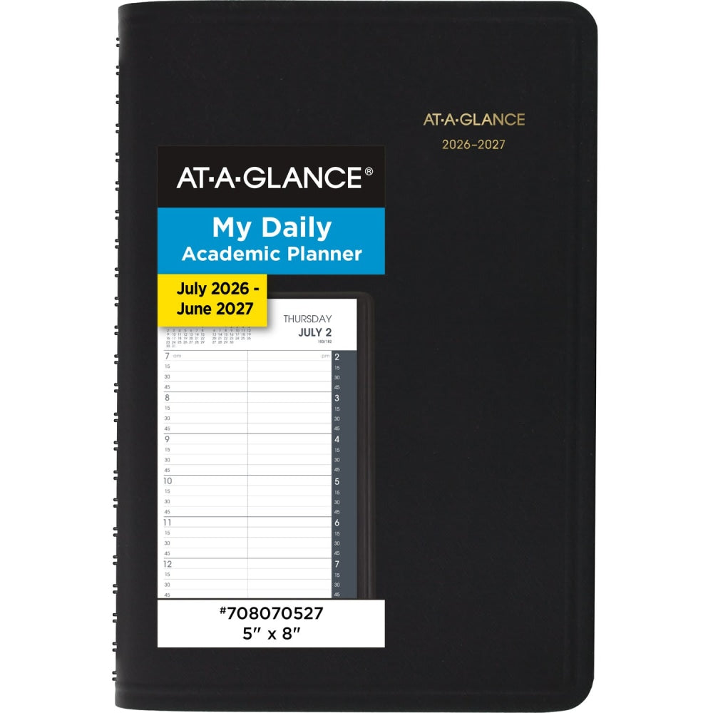 AT-A-GLANCE Academic 2026-2027 Daily Appointment Book Planner, Black, Small, 5in x 8in