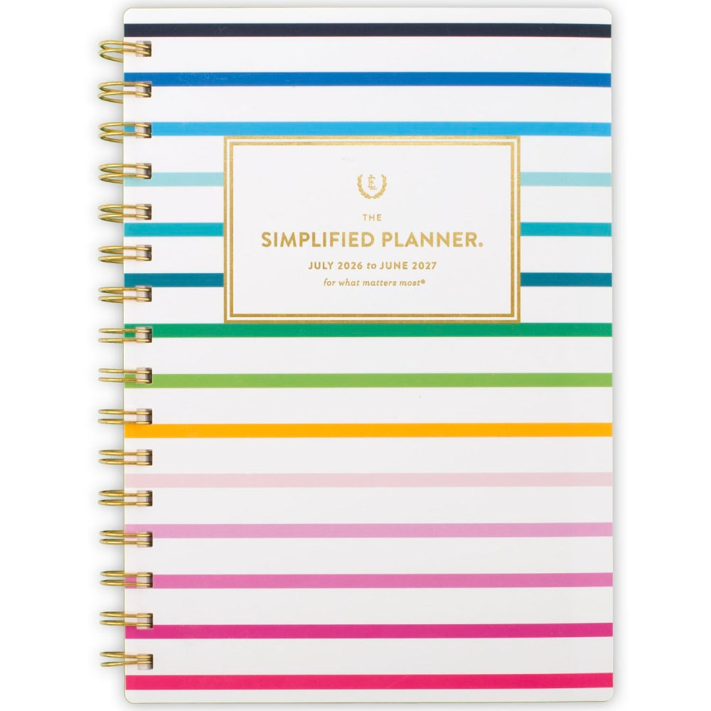 Simplified by Emily Ley for AT-A-GLANCE Academic 2026-2027 Weekly Monthly Planner, Happy Stripe, Small, 5 1/2in x 8 1/2in