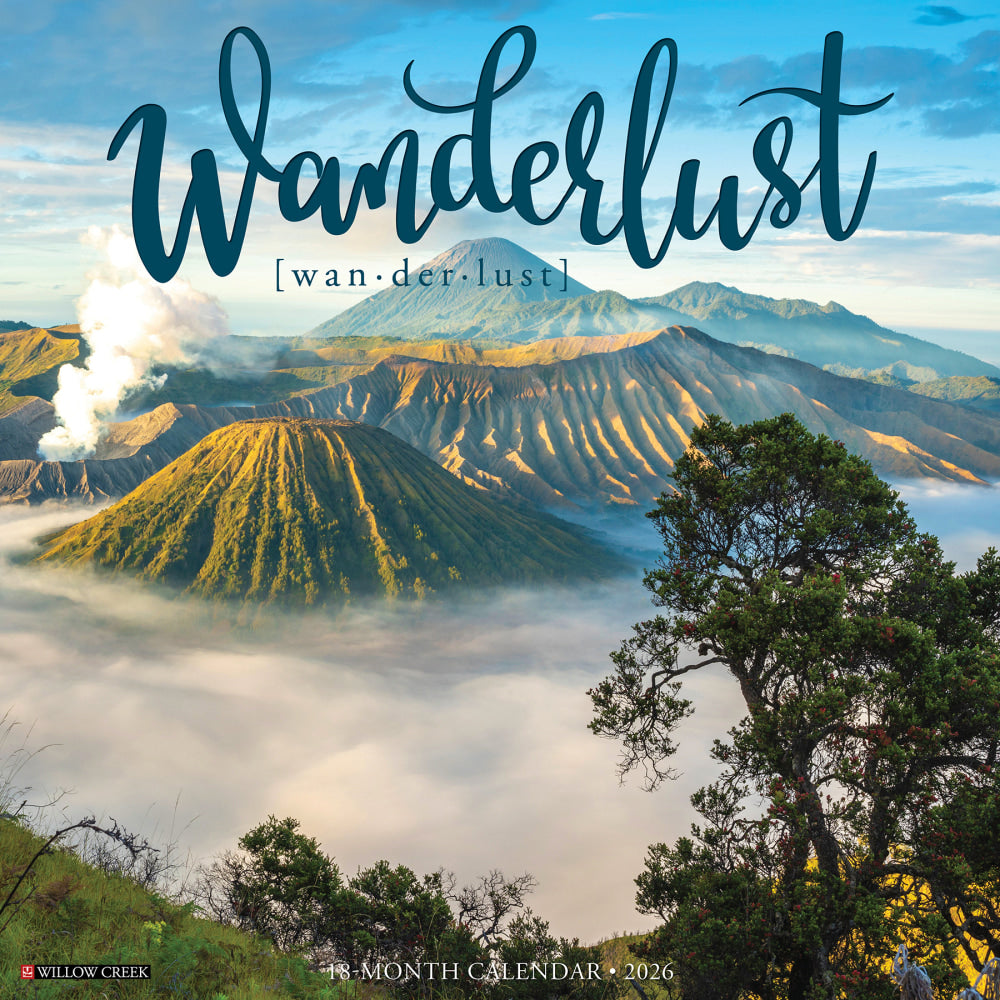 2026 Willow Creek Press Scenic Monthly Wall Calendar, 12in x 12in, Wanderlust, January To December, 55601