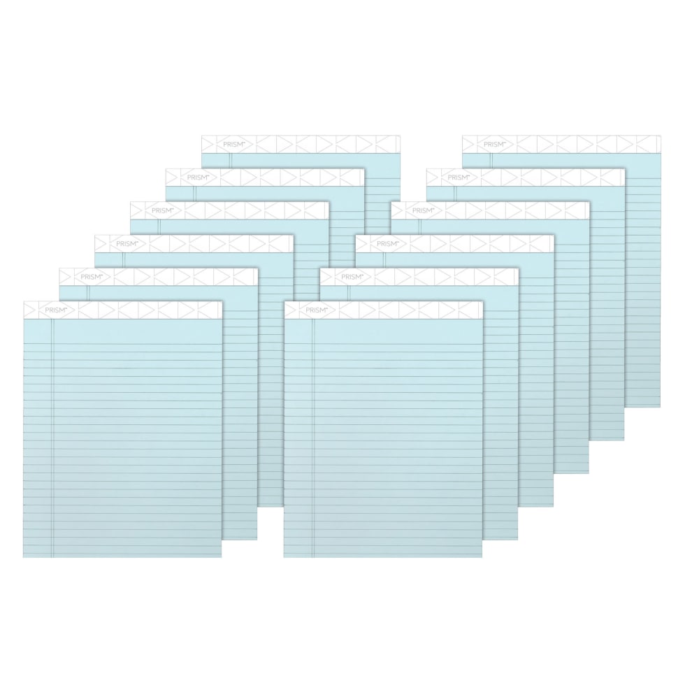 TOPS Prism+ Color Writing Pads, 8 1/2in x 11 3/4in, 100% Recycled, Legal Ruled, 25 Sheets, Blue, Pack Of 12 Pads