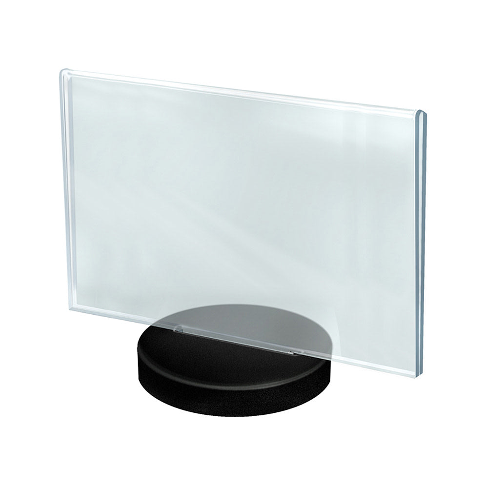 Azar Displays Acrylic Frames On Round Bases, Horizontal, 11in x 8 1/2in, Clear/Black, Pack Of 10