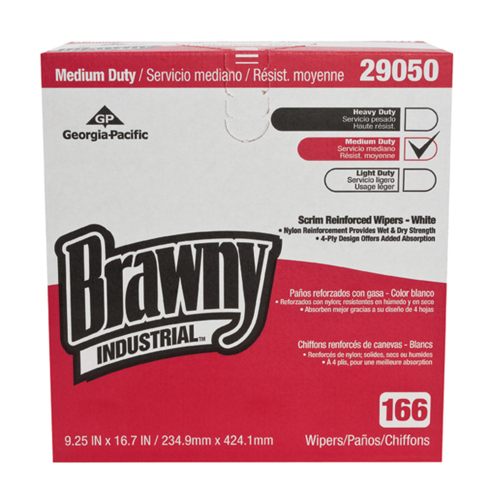 Brawny Professional P300 Disposable Cleaning Towels, 9-1/4in x 16-1/2in, 166 Wipers Per Box, Case Of 5 Boxes