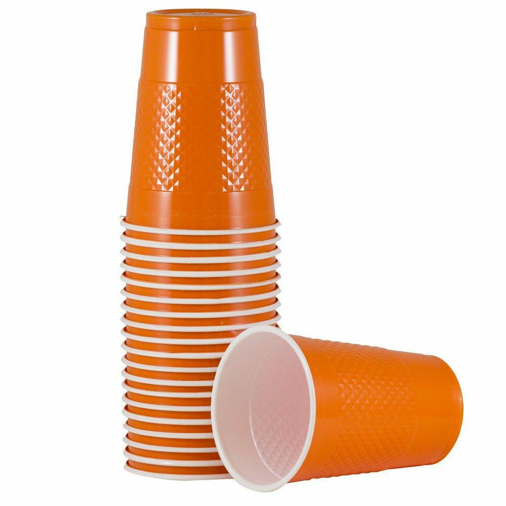 JAM PAPER Plastic Party Cups, 16 oz, Orange, 20 Glasses/Pack