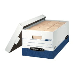 Bankers Box Presto Heavy-Duty Storage Boxes, Letter Size, 24in x 12in x 10in, White/Blue, Case Of 12 - 0063610