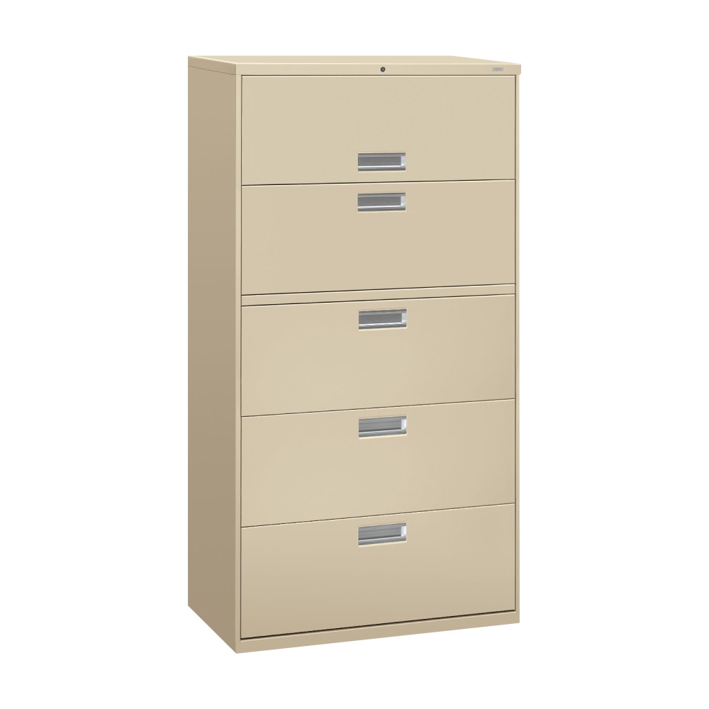 HON Brigade 600 36inW x 18inD Lateral 5-Drawer File Cabinet, Putty