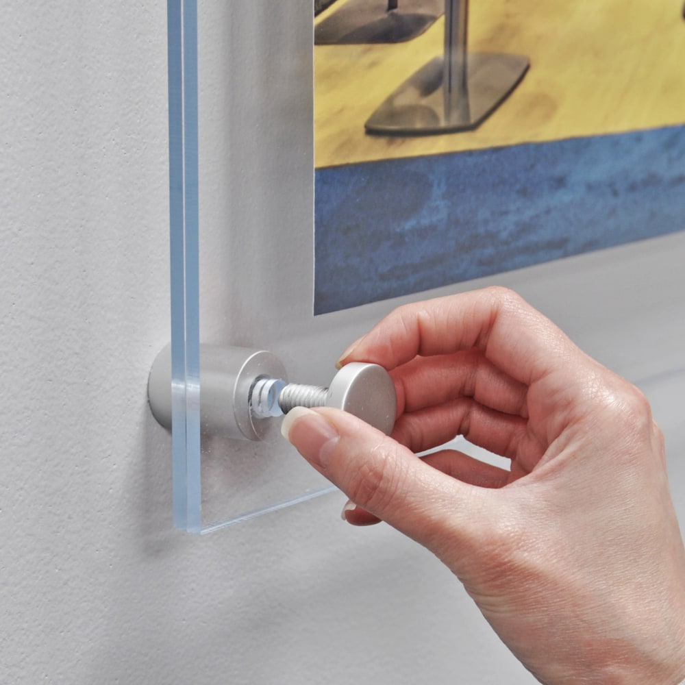 Azar Displays Graphic Size Acrylic Vertical/Horizontal Standoff Sign Holder, 8 1/2in x 11in, Clear