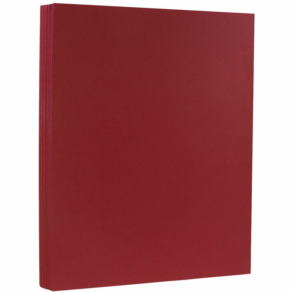 JAM Paper Card Stock, Garnet Dark Red, Letter (8.5in x 11in), 100 Lb, Pack Of 50