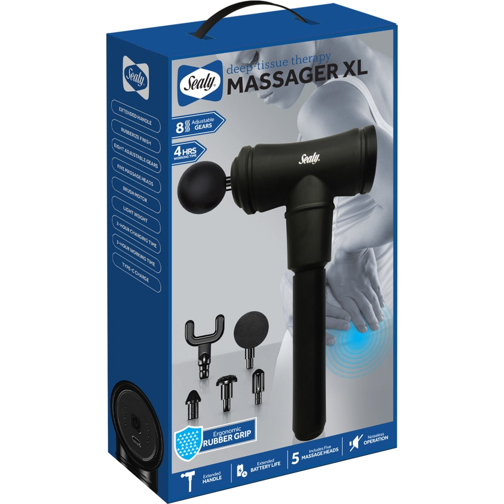 Sealy SL-HW-MA-103-BK Long Handle Massage Gun, 12inH x 7inW x 3inD, Black