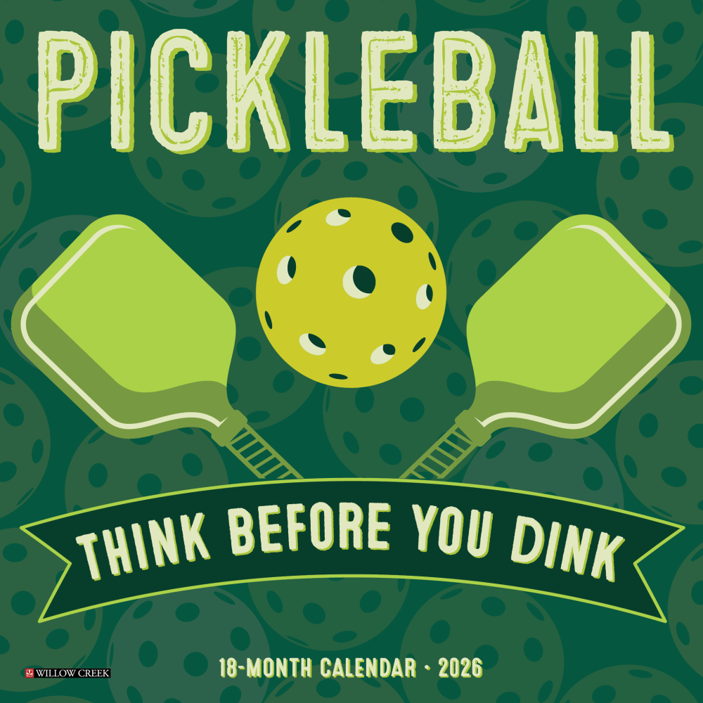 2026 Willow Creek Press Monthly Mini Wall Calendar, 7in x 7in, Pickleball, January To December, 56769
