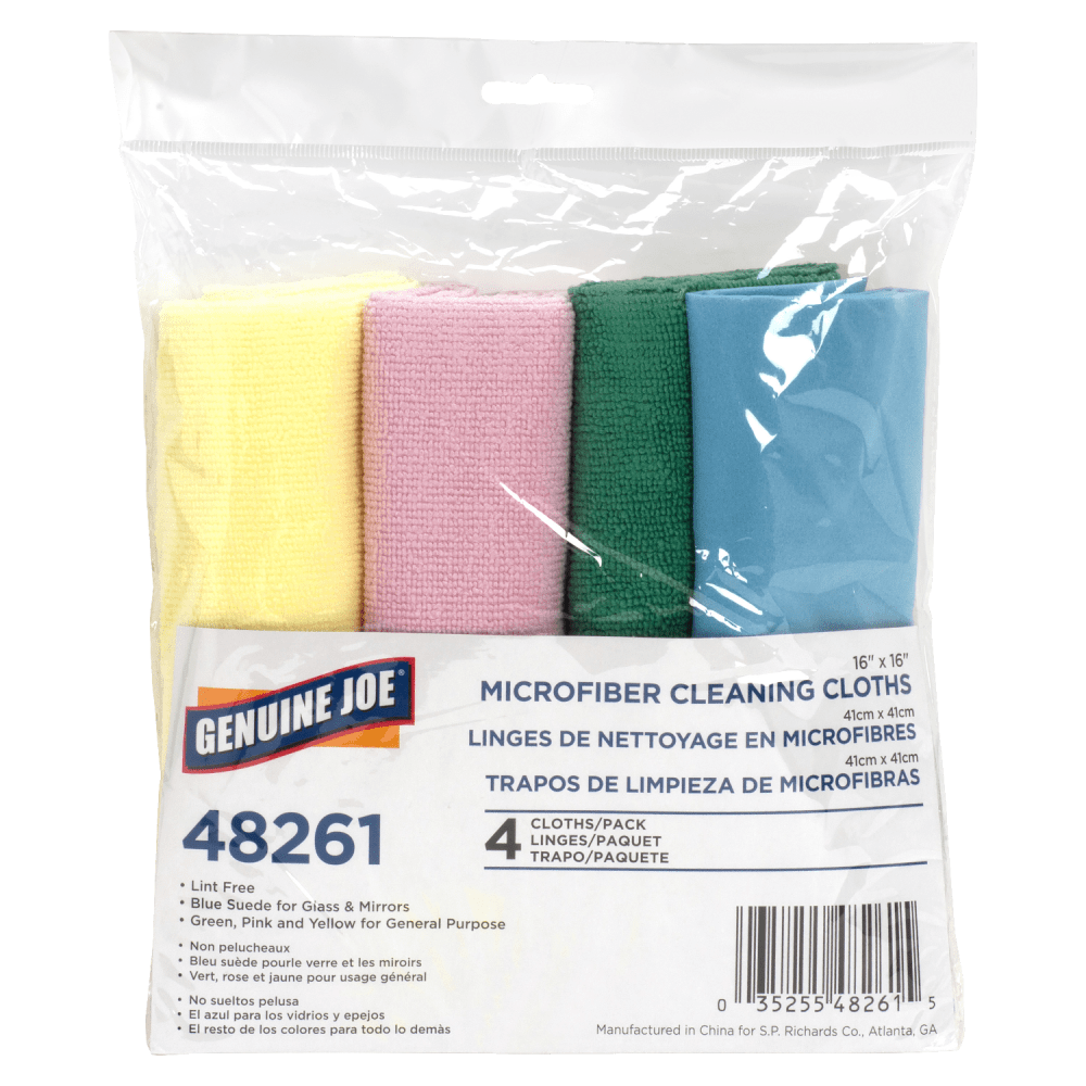 Genuine Joe Microfiber Cleaning Cloths, Box Of 4