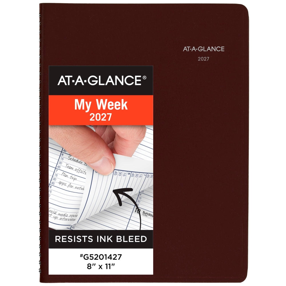 AT-A-GLANCE DayMinder 2027 Weekly Appointment Book Planner, Burgundy, Large, 8in x 11in