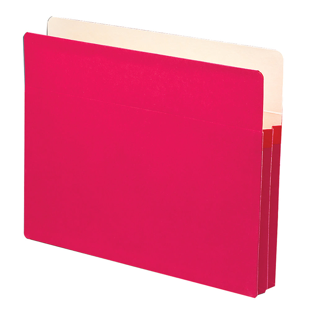 Smead Color File Pockets, Letter Size, 1 3/4in Expansion, 9 1/2in x 11 3/4in, Red