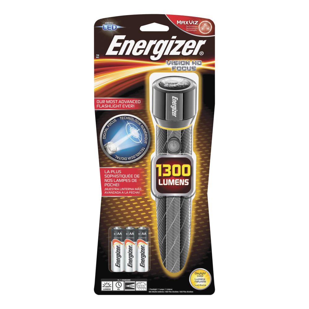 Energizer Vision HD Extra Performance Metal Flashlight with Digital Focus, EPMZH61E