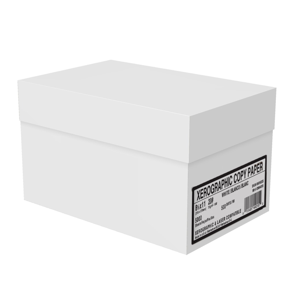 SKILCRAFT Xerographic Copy Paper, 10 Reams, White, Letter (8.5in x 11in), 5000 Sheets Per Case, 20 Lb, 92 Brightness, 92 Brightness