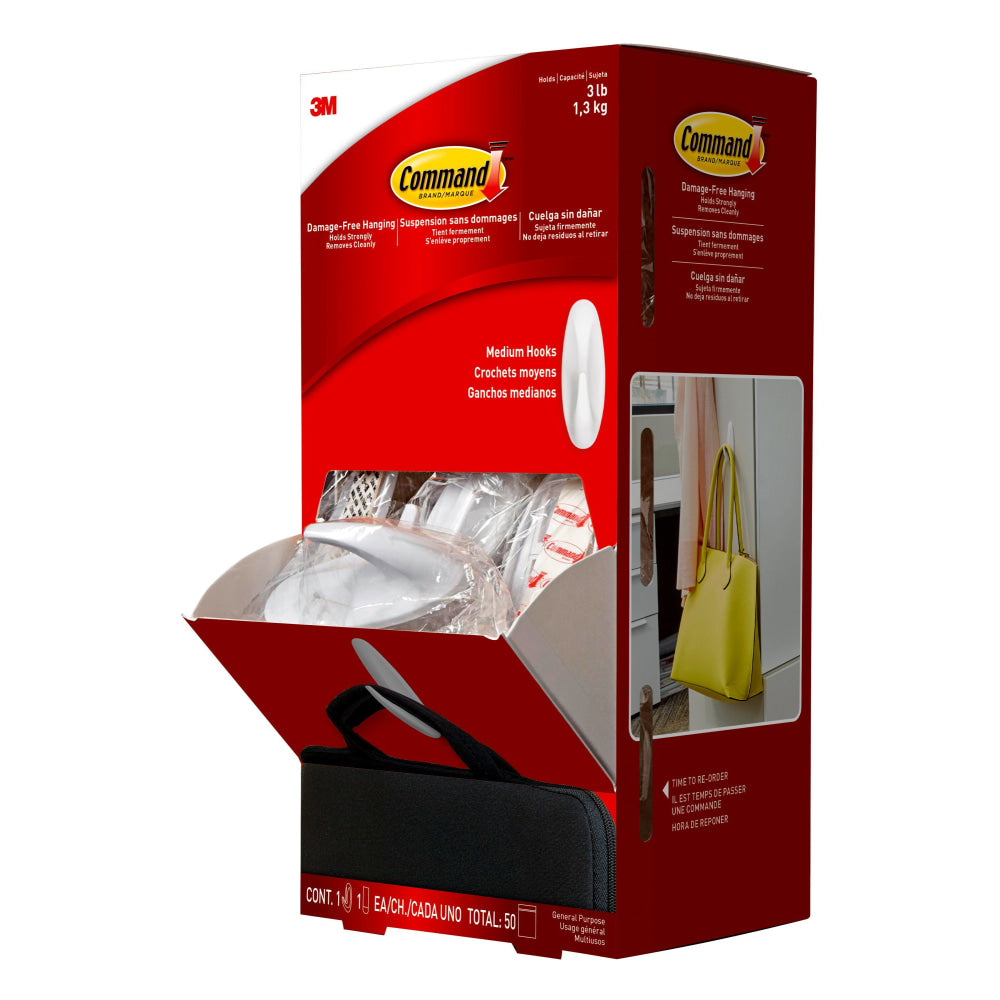 Command Medium Hooks Cabinet Pack, 50 Command Hooks, 50 Command Strips, Damage Free Wall Hanging, White