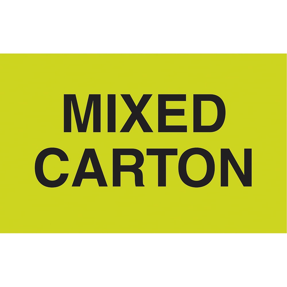 Tape Logic Preprinted Special Handling Labels, DL2501, "Mixed Carton", 5in x 3in, Bright Yellow, Roll Of 500
