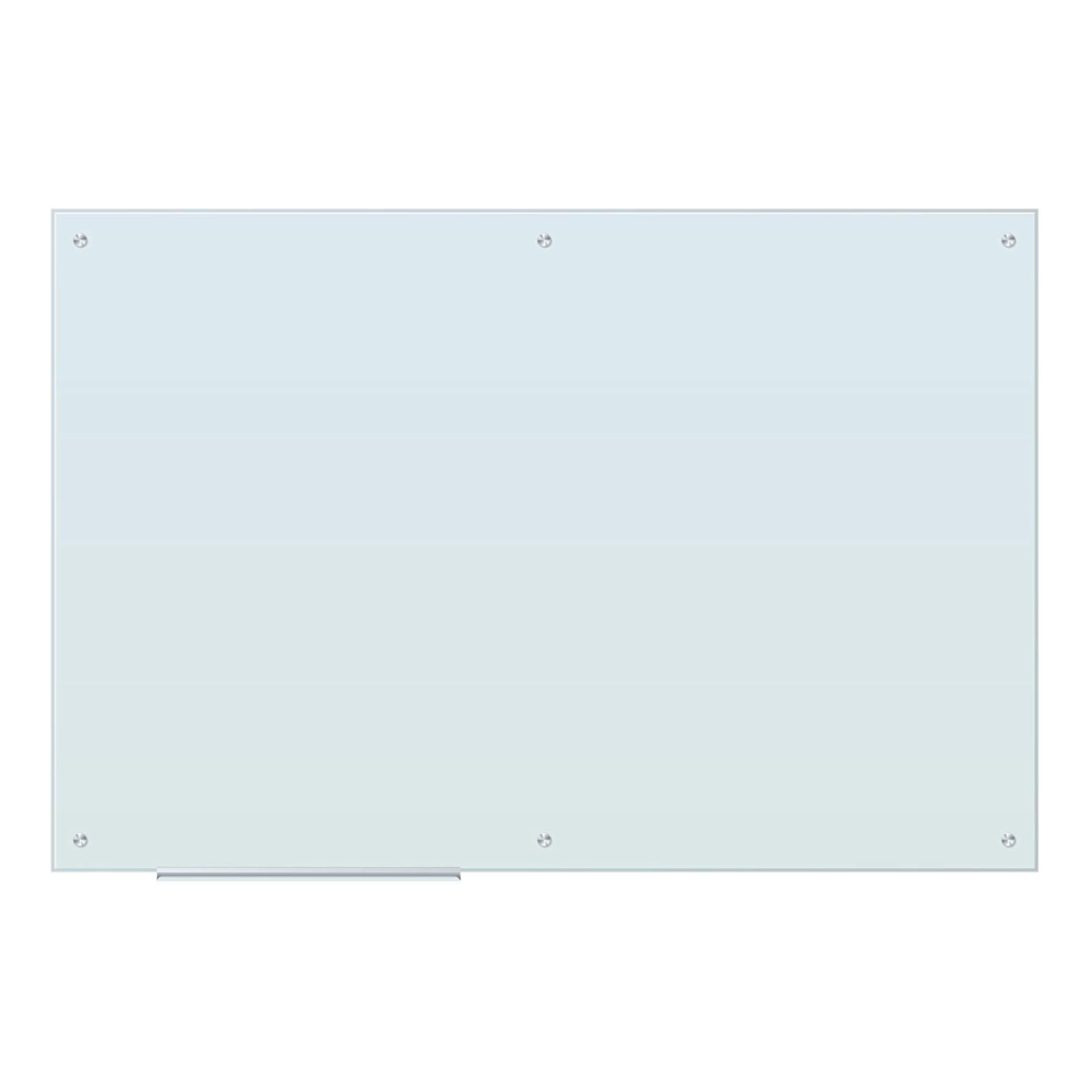 U Brands Magnetic Glass Dry-Erase Board, 72in X 48in, White Frosted Surface, Frameless, Actual Size 70in X 47in (2301U00-01)