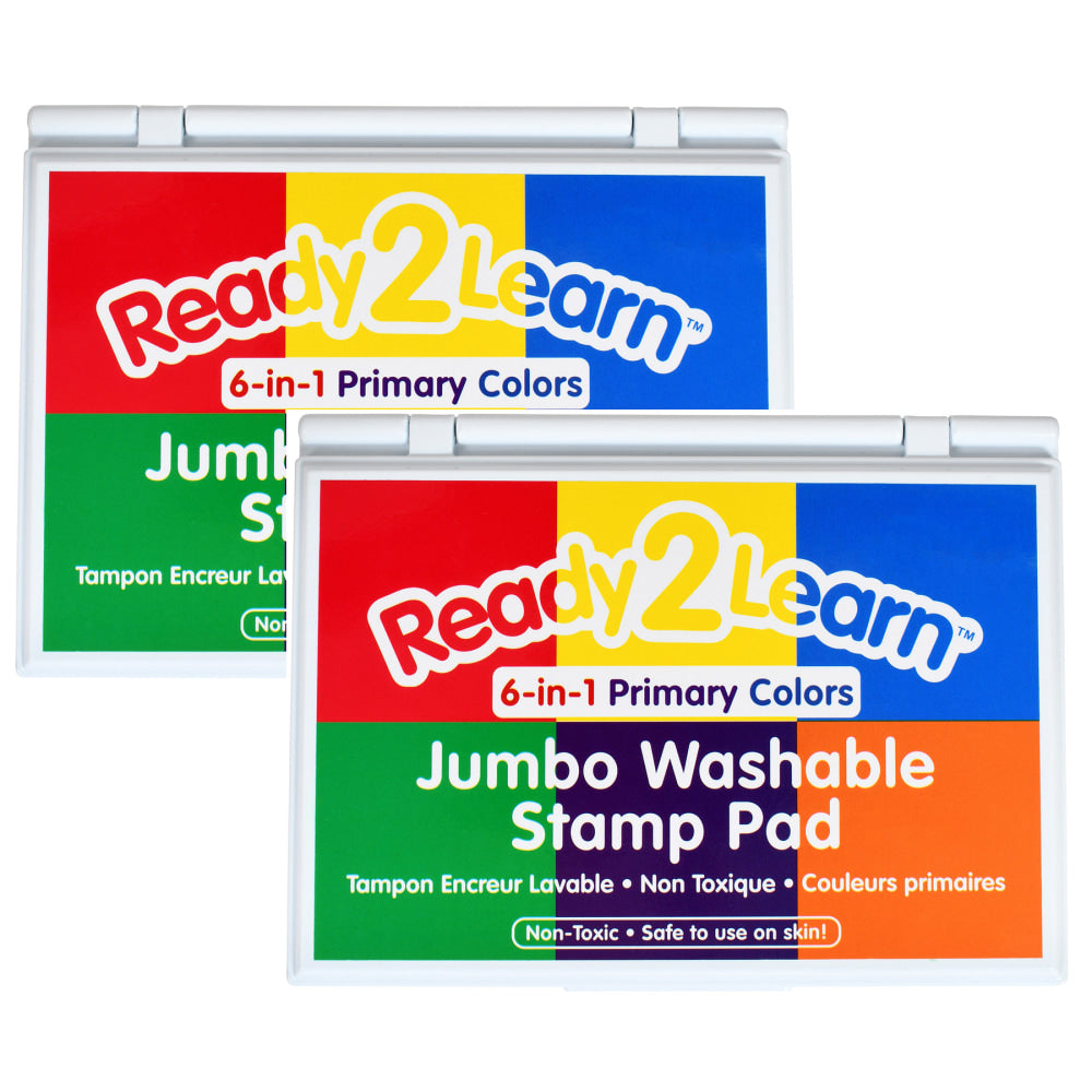 Ready 2 Learn Jumbo Washable Stamp Pads, 4-15/16in x 6-3/4in, Assorted Colors, Pack Of 2 Pads