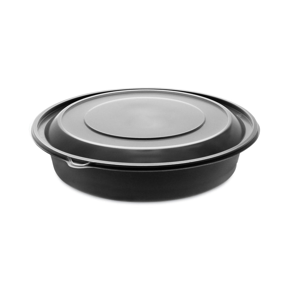 Pactiv Evergreen EarthChoice MealMaster Containers with Lids, 1-Compartment, 48 Oz, Black/Clear, Plastic, Carton Of 150 Containers