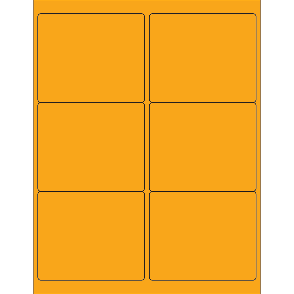 Tape Logic Permanent Labels, LL180OR, Rectangle, 4in x 3 3/8in, Fluorescent Orange, Case Of 600