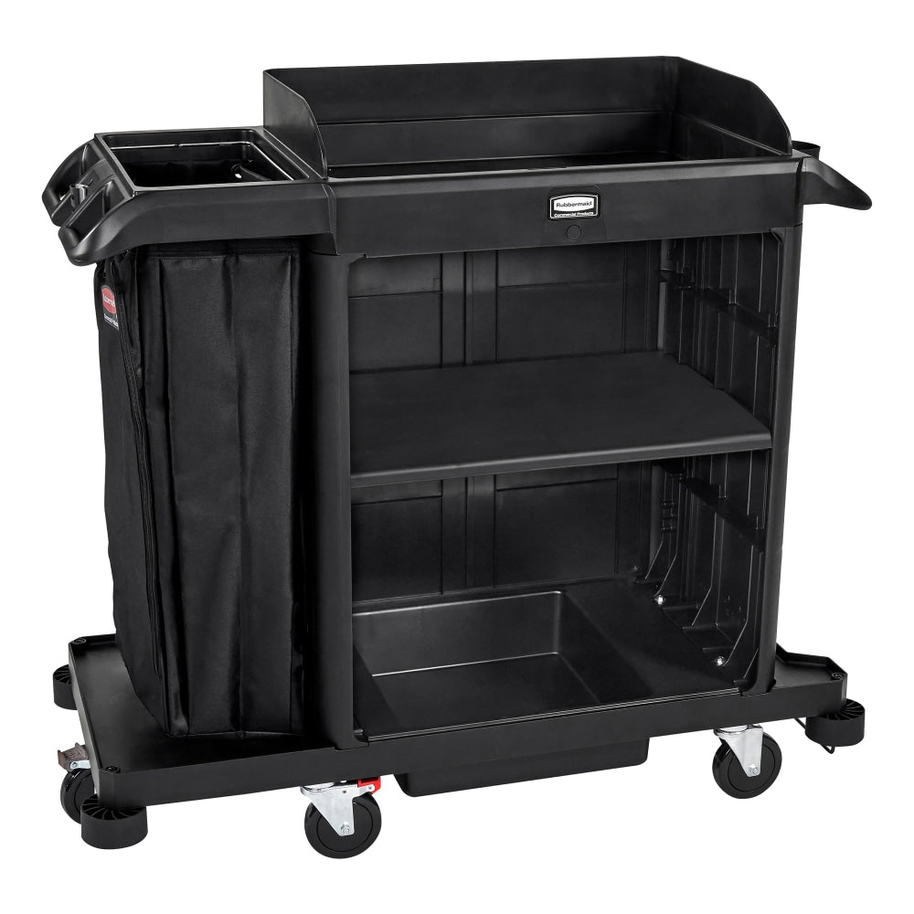 Rubbermaid Commercial Products Housekeeping Cart, 19-1/8inH x 53-1/8inW x 23inD, Black, Total Qty 1