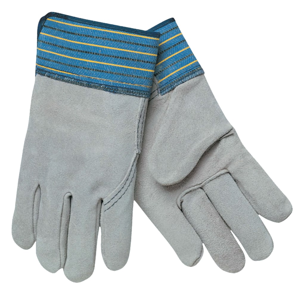 MCR Safety Memphis Glove Select Split Cow Leather Work Gloves, X Large, Blue/Gray, Pack Of 12 Gloves