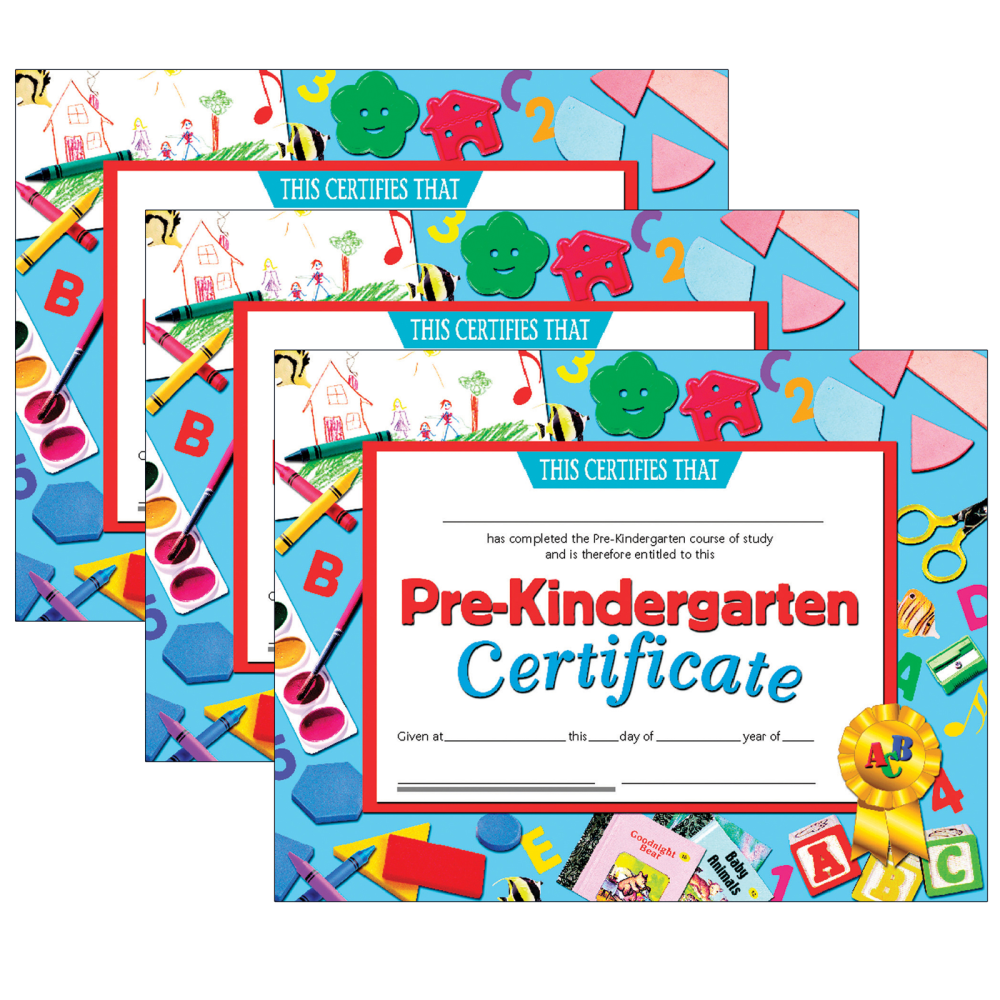 Hayes Certificates, 8-1/2in x 11in, Pre-Kindergarten, 30 Certificates Per Pack, Set Of 3 Packs, HVA6993