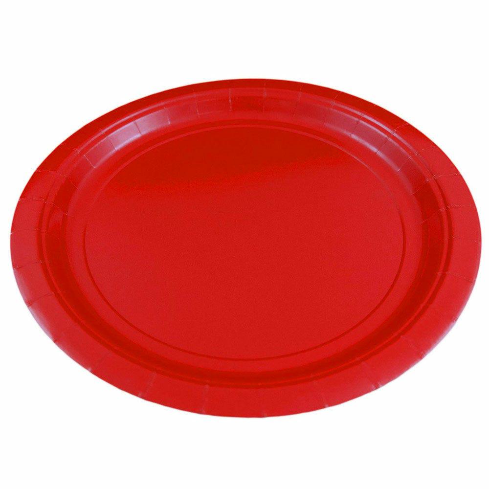 JAM PAPER Round Paper Party Plates, Medium, 9 Inch, Red, 50/pack