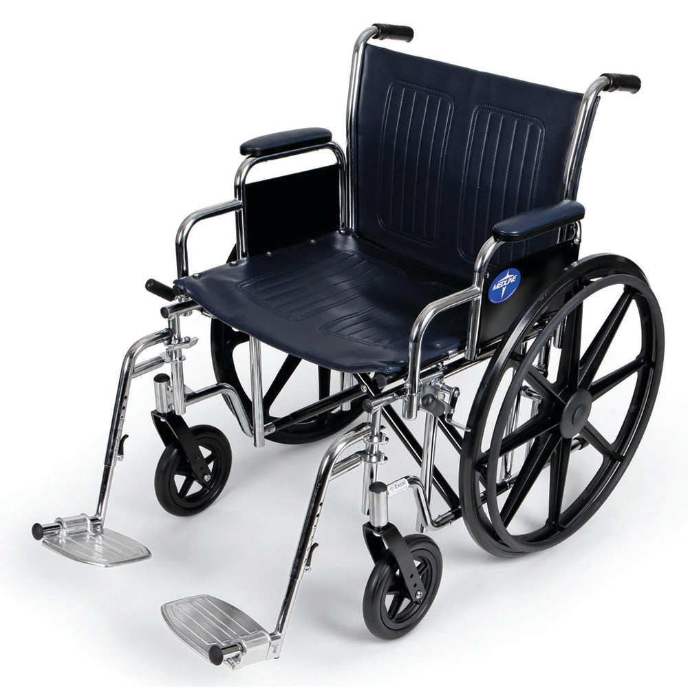 Medline Excel Extra-Wide Wheel Chair - 350 lb Load Capacity - 20in Seat - 1
