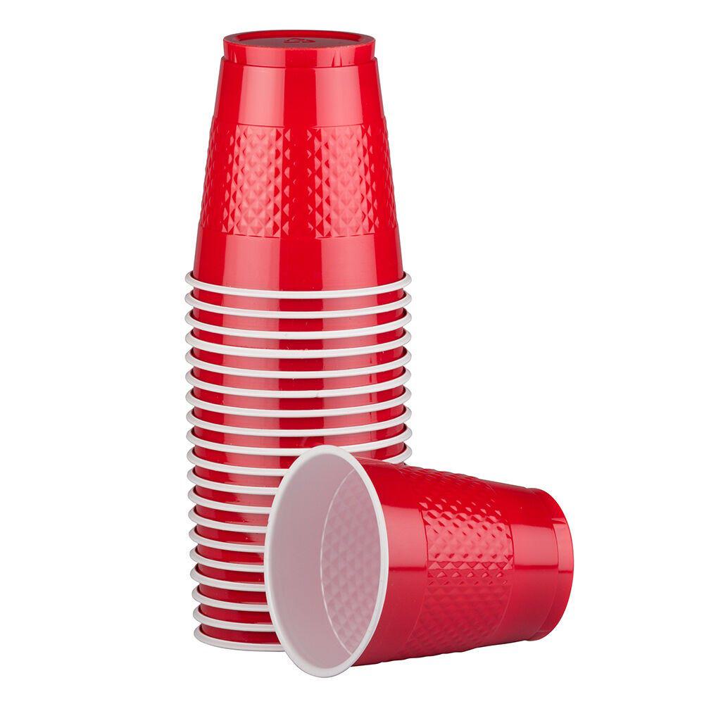 JAM PAPER Plastic Party Cups, 12 oz, Red, 20 Glasses/Pack