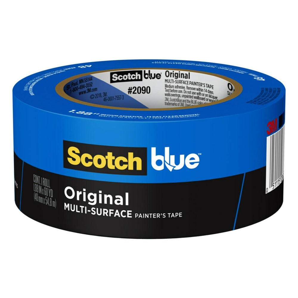 ScotchBlue Original Multi-Surface Painters Tape, 1 Tape Roll, 2 in x 60 yd, 3in Core, Blue - 20902A