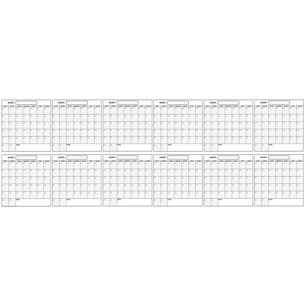 SwiftGlimpse Yearly Wall Planner, 36in x 100in, Black/White, Undated