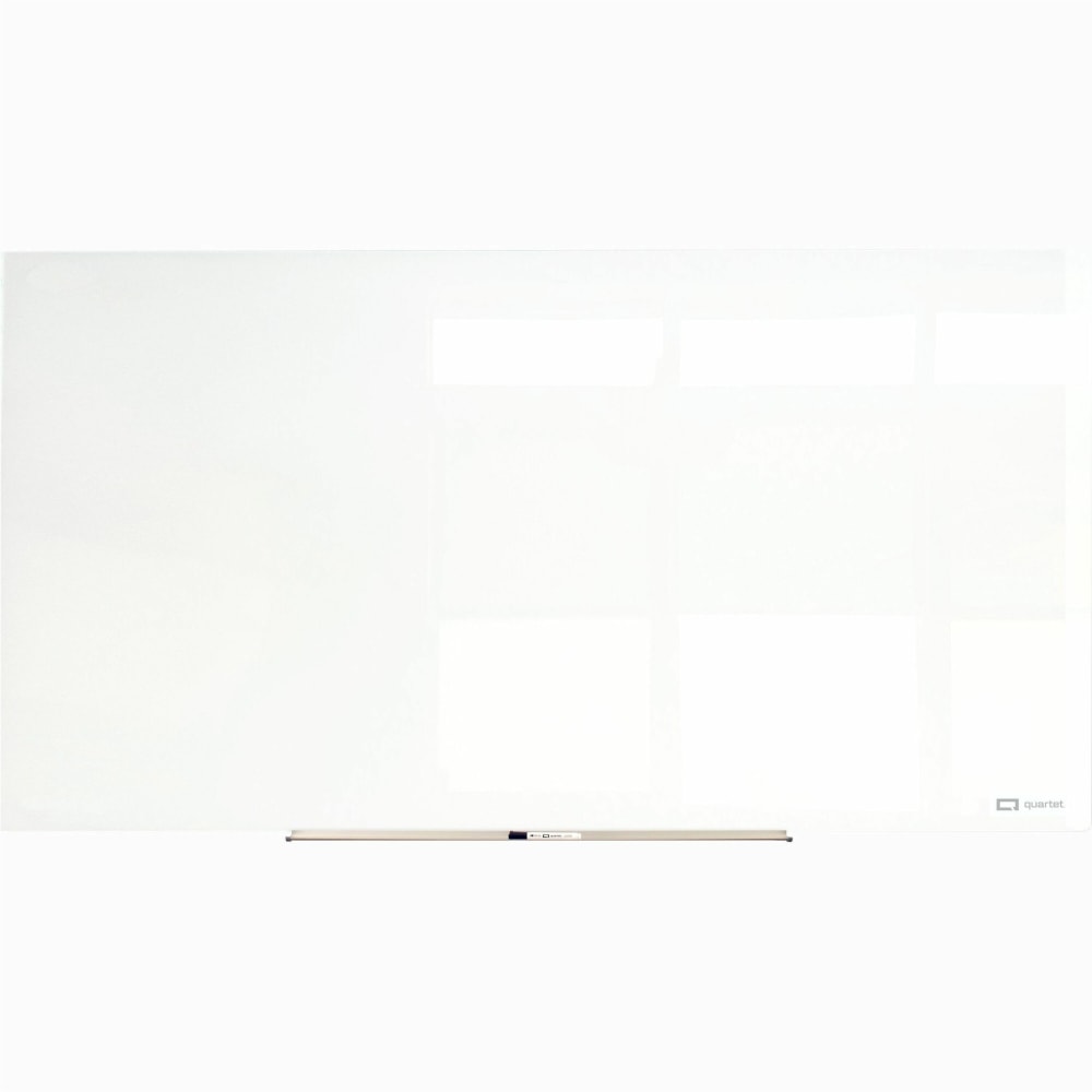 Quartet InvisaMount Magnetic Glass Board - 48in (4 ft) Width x 96in (8 ft) Height - White Glass Surface - Horizontal - Magnetic