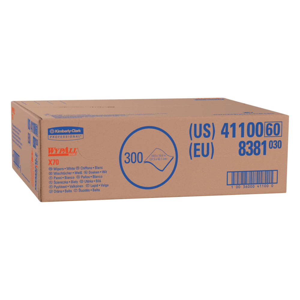X70 Cloths, Flat Sheet, 14.9 x 16.6, White, 300/Carton