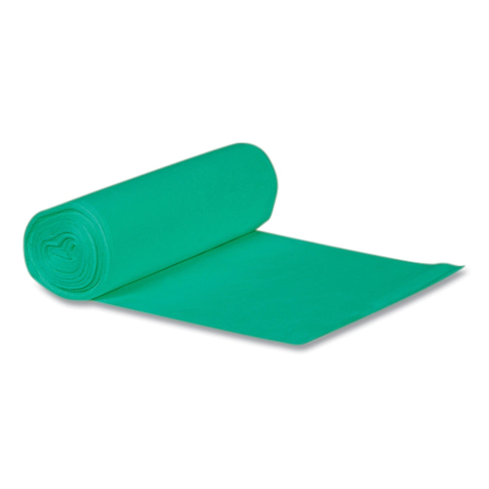 Heritage Eco Blend Max Can Liners, 23 gal, 0.8 mil, 28in x 45in, Green, 25 Bags/Roll, 10 Rolls/Carton