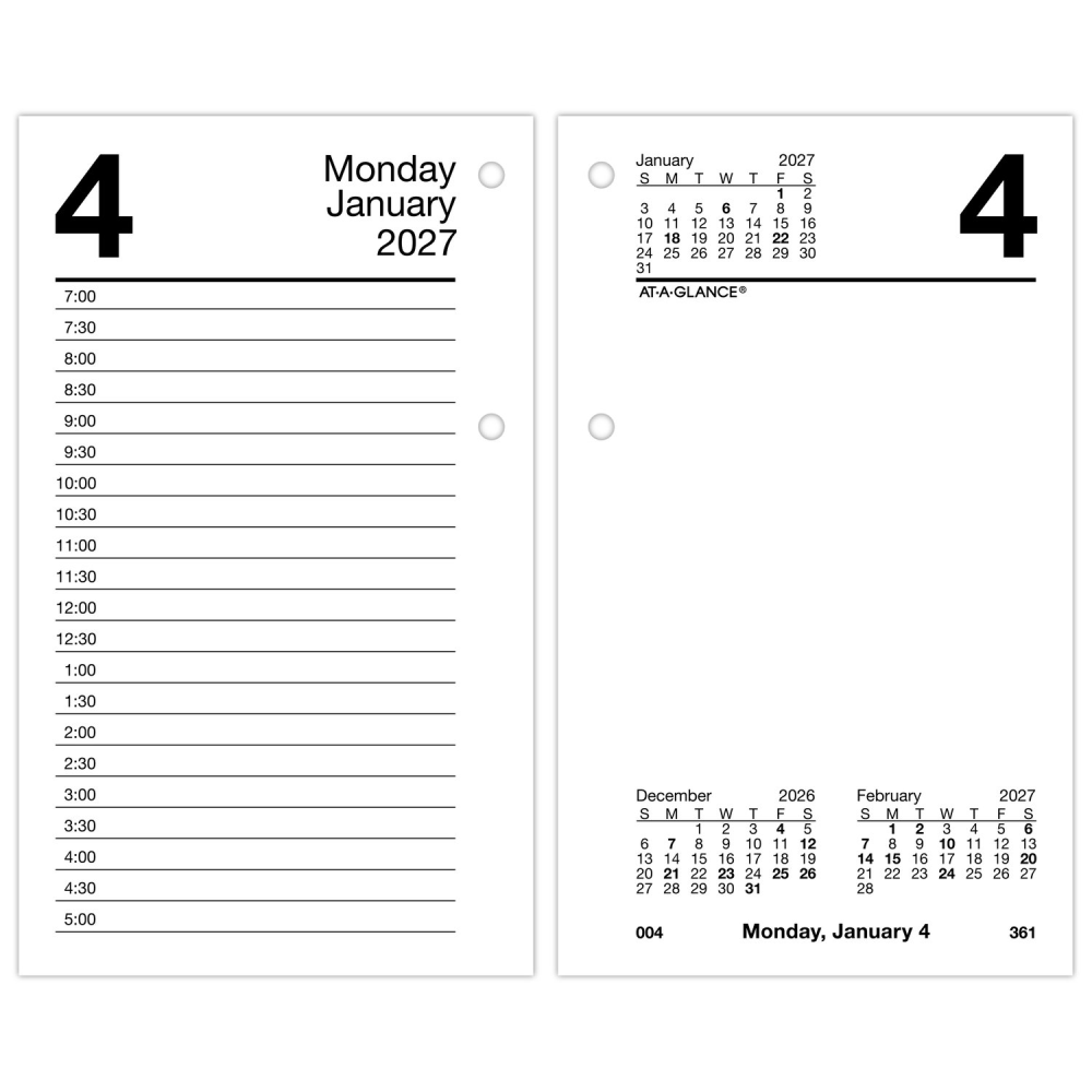 AT-A-GLANCE 2027 Daily Loose-Leaf Desk Calendar Refill, Standard, 3 1/2in x 6in