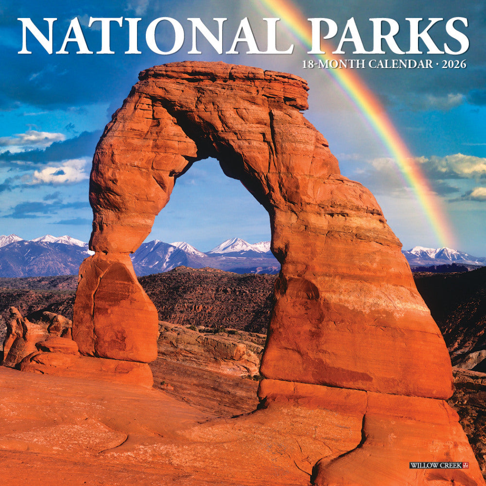 2026 Willow Creek Press Monthly Mini Wall Calendar, 7in x 7in, National Parks, January To December, 53669