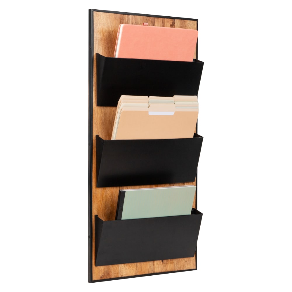 Mind Reader 3-Tier Wall-Mounted File Organizer, 32-1/4inH x 16inW x 3inD, Black