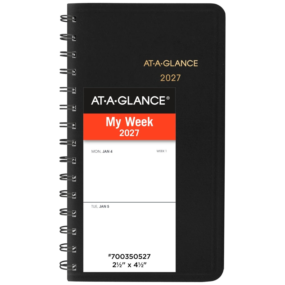 AT-A-GLANCE 2027 Weekly Planner, Black, Pocket, 2 1/2in x 4 1/2in