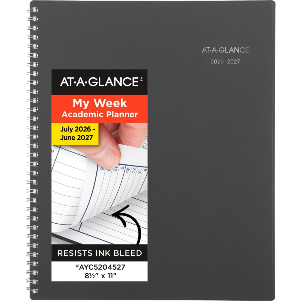 AT-A-GLANCE DayMinder Academic 2026-2027 Weekly Monthly Appointment Book Planner, Charcoal, Large, 8 1/2in x 11in