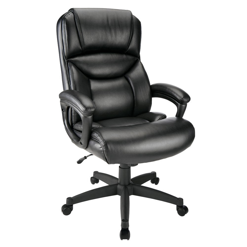 Realspace Fennington Bonded Leather High-Back Executive Office Chair, Black, BIFMA Compliant