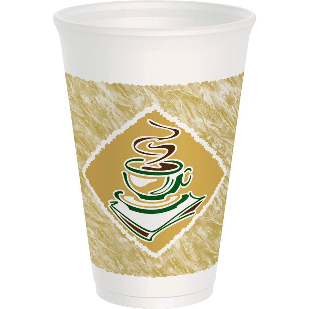 Dart Cafe G Design Foam Cups, 16 Oz, Brown/Green/White, Box Of 1,000