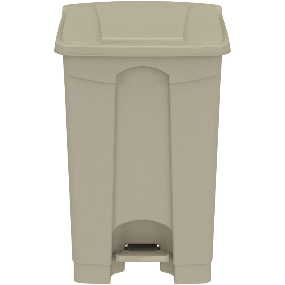 Safco Plastic Step-on Waste Receptacle - 12 gal Capacity - Foot Pedal, Lightweight, Easy to Clean - 23.8inx15.8inx 16in Depth - Plastic - Tan - 1/Carton