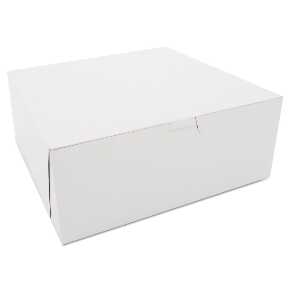 SCT 1-Piece Non-Window Bakery Boxes, 4inH x 10inW x 10inD, White, Carton Of 100 Boxes