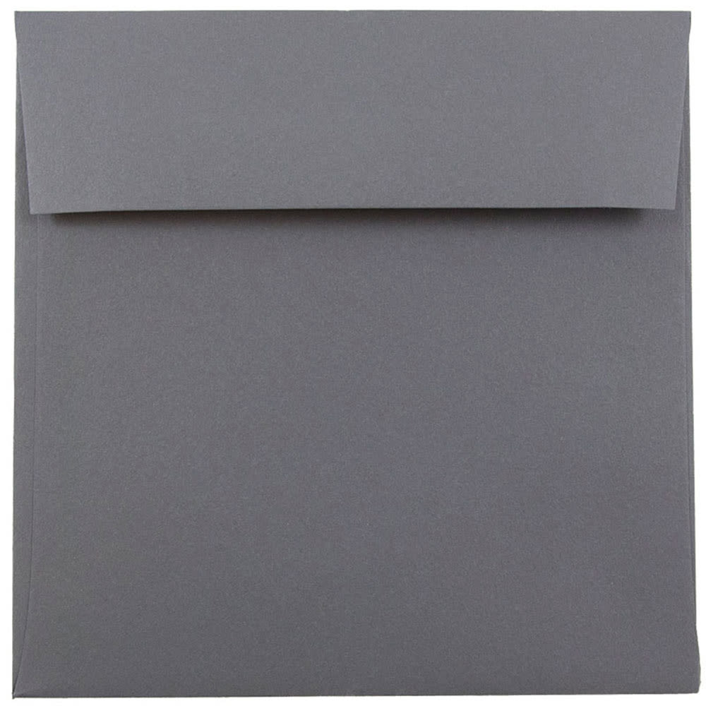 JAM Paper Color Square Invitation Envelopes, 6in x 6in, Gummed Seal, Dark Gray, Pack Of 25