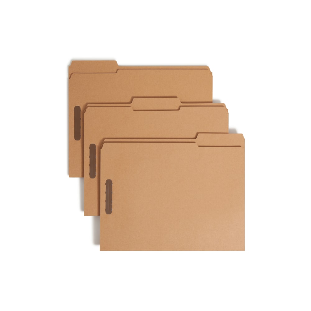 Smead Kraft Reinforced Tab Fastener Folders, Letter Size, 1/3 Cut, Pack Of 50