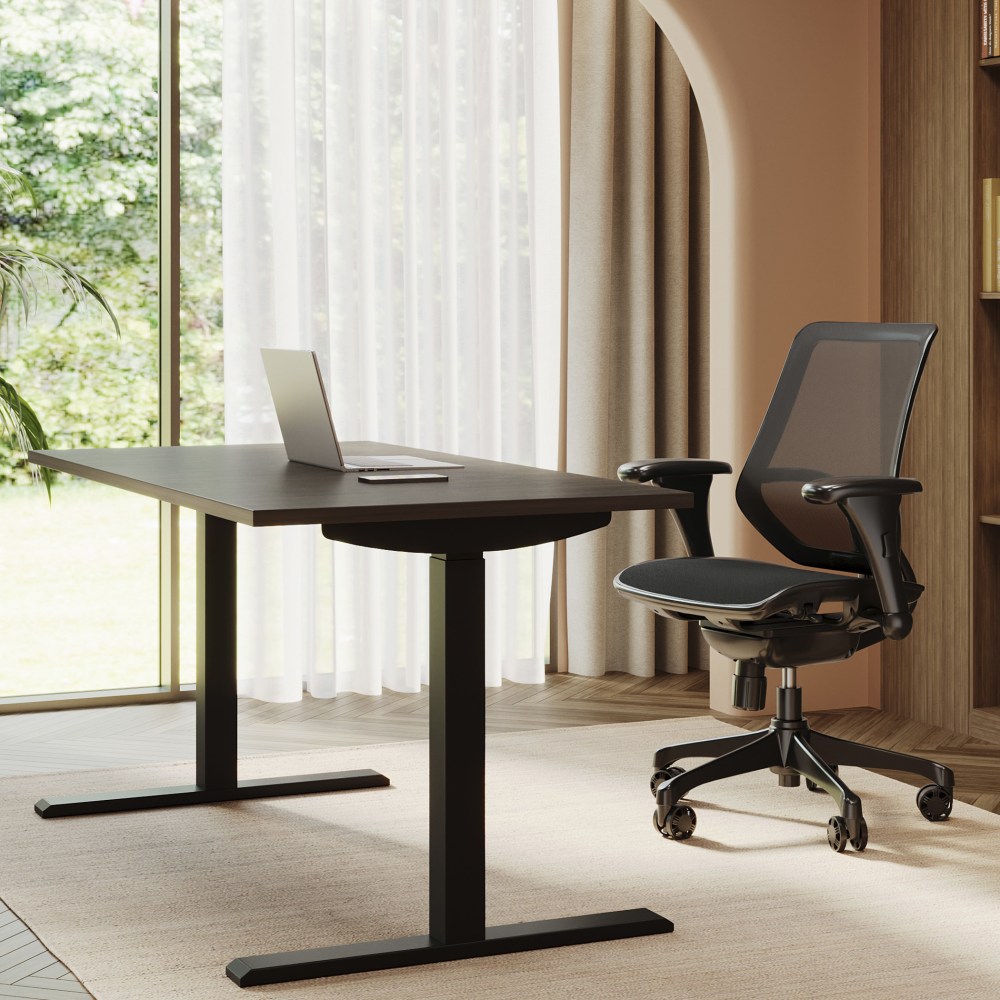 Realspace Magellan 60inW Pneumatic Height-Adjustable Standing Desk, Gray