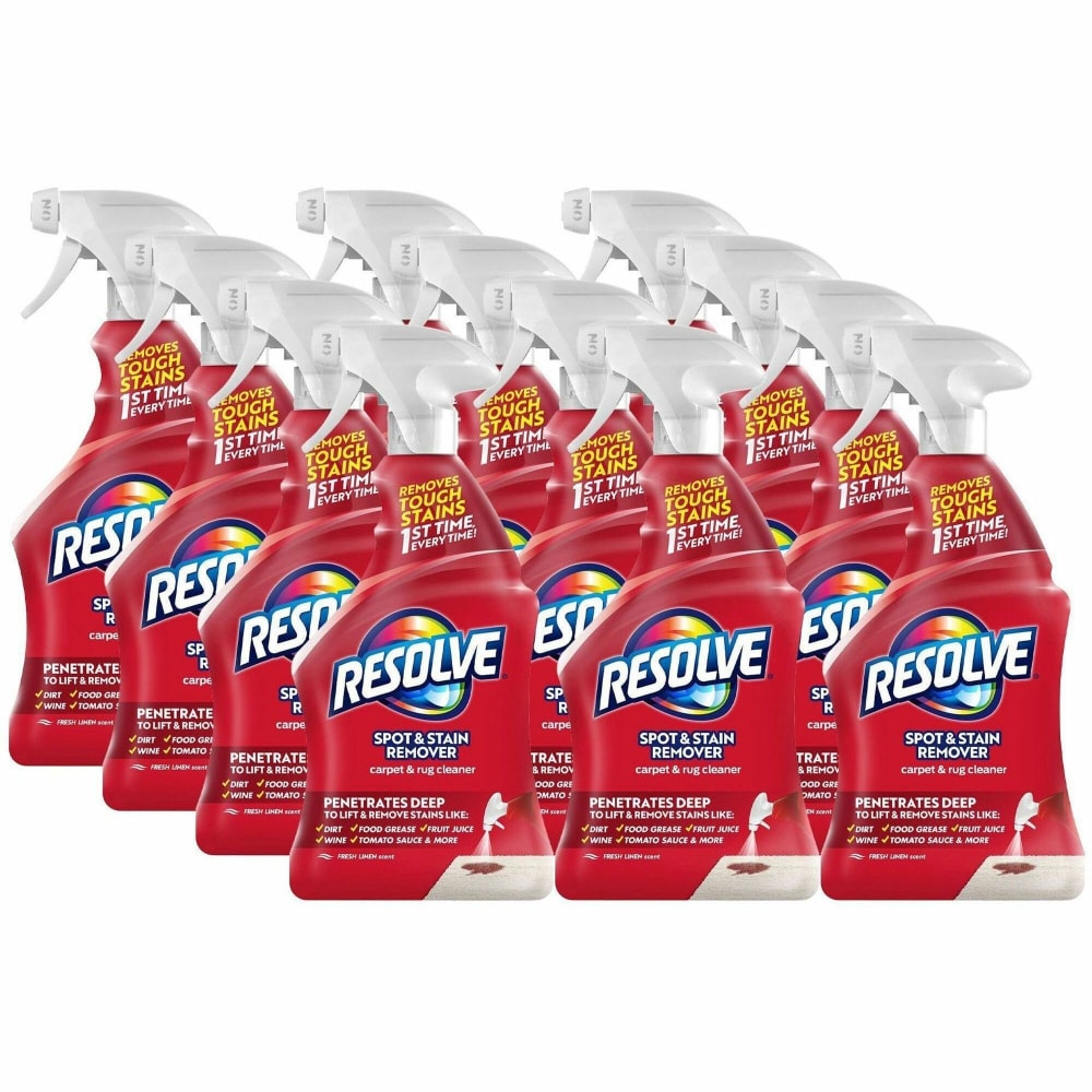Resolve Stain Remover Cleaner - For Carpet - 22 fl oz (0.7 quart)- Odor Neutralizer - Light Yellow - 12/Carton - 00601CT