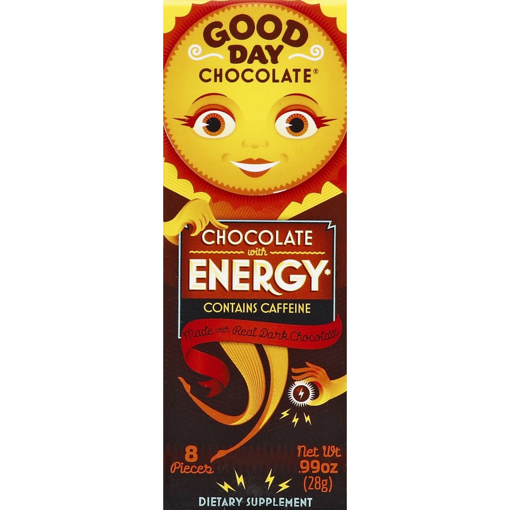 Good Day Chocolate Supplements, Dietary with Energy Dark Chocolate, .99 oz Total Qty 12