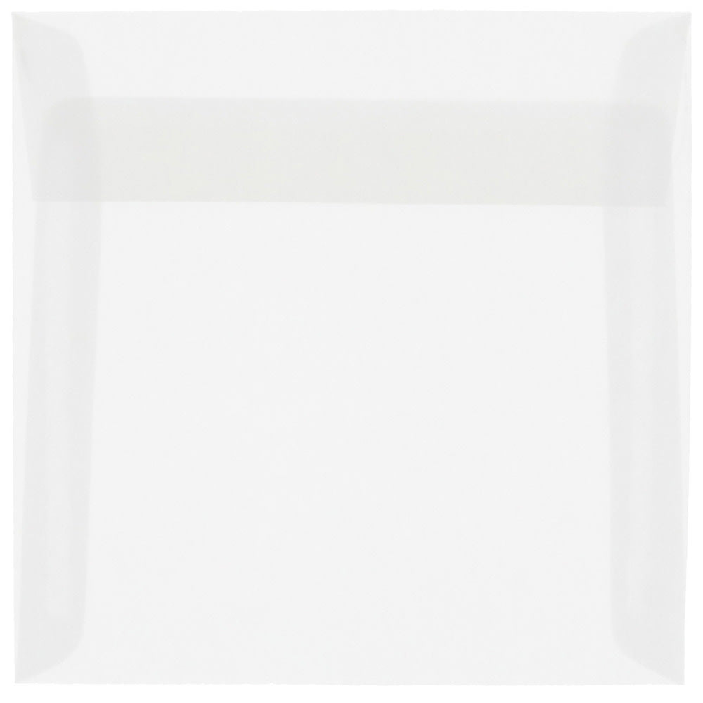 JAM Paper Translucent Vellum Invitation Envelopes, 6 1/2in x 6 1/2in, Gummed Seal, Clear, Pack Of 25